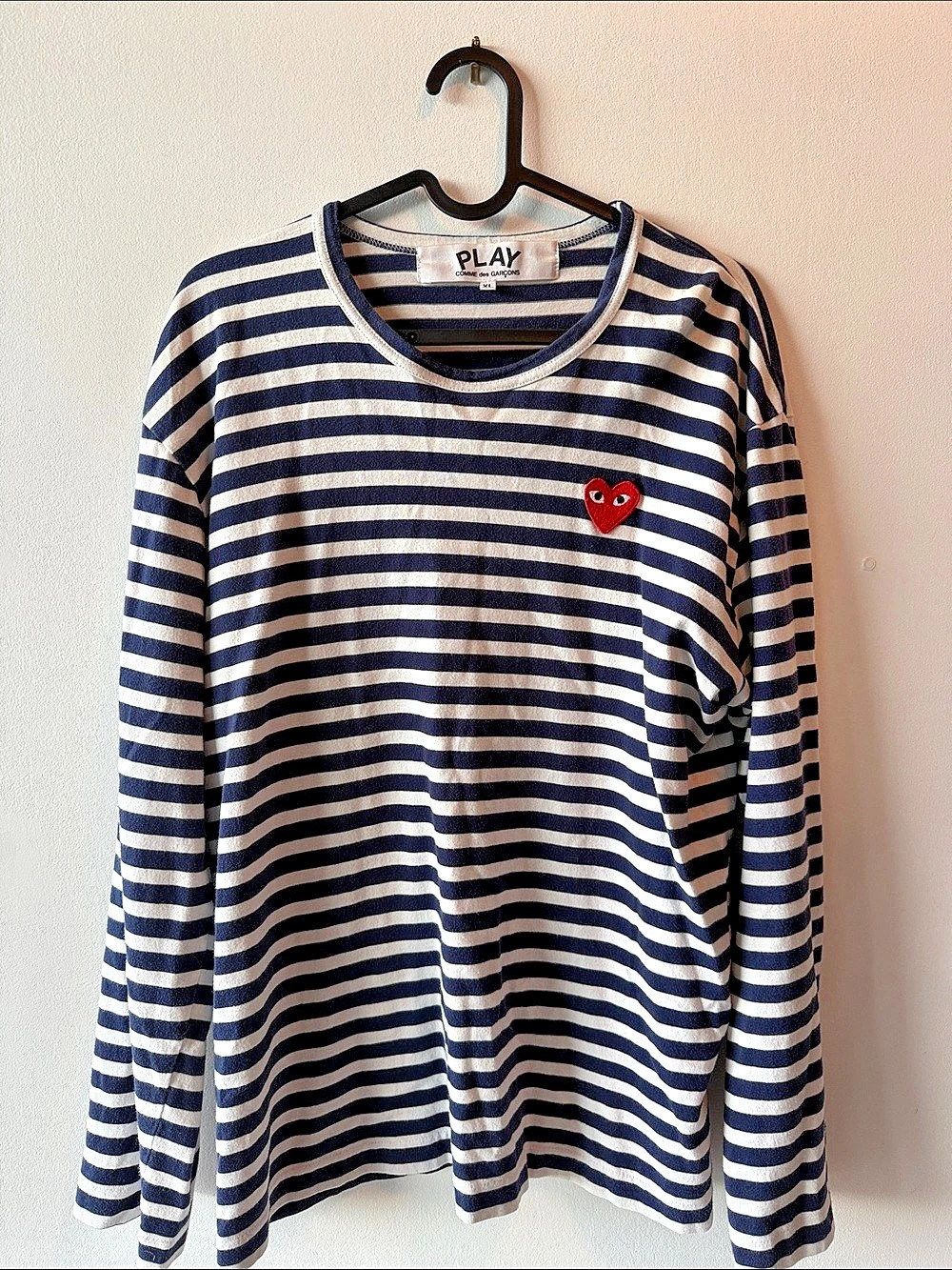 Comme des Garçons PLAY striped long sleeve tee Blue & White